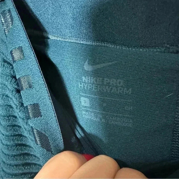 Women’s Nike PRO  Hyperwarm Velour Tights BV5562-347 Midnight Teal S - Picture 7 of 8